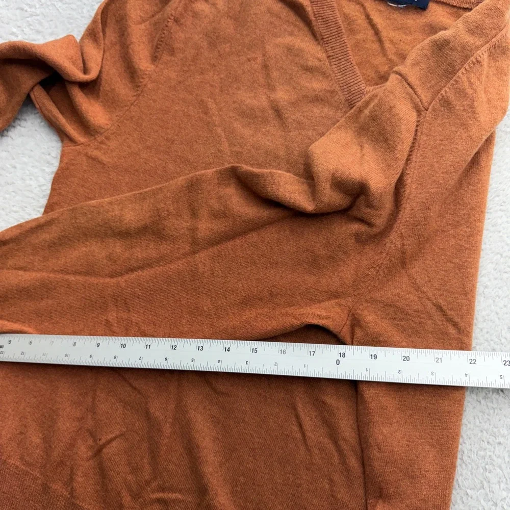 Grant Thomas Mens Burnt Orange 100% Two Ply Cashmere V-Neck Sweater Pullover